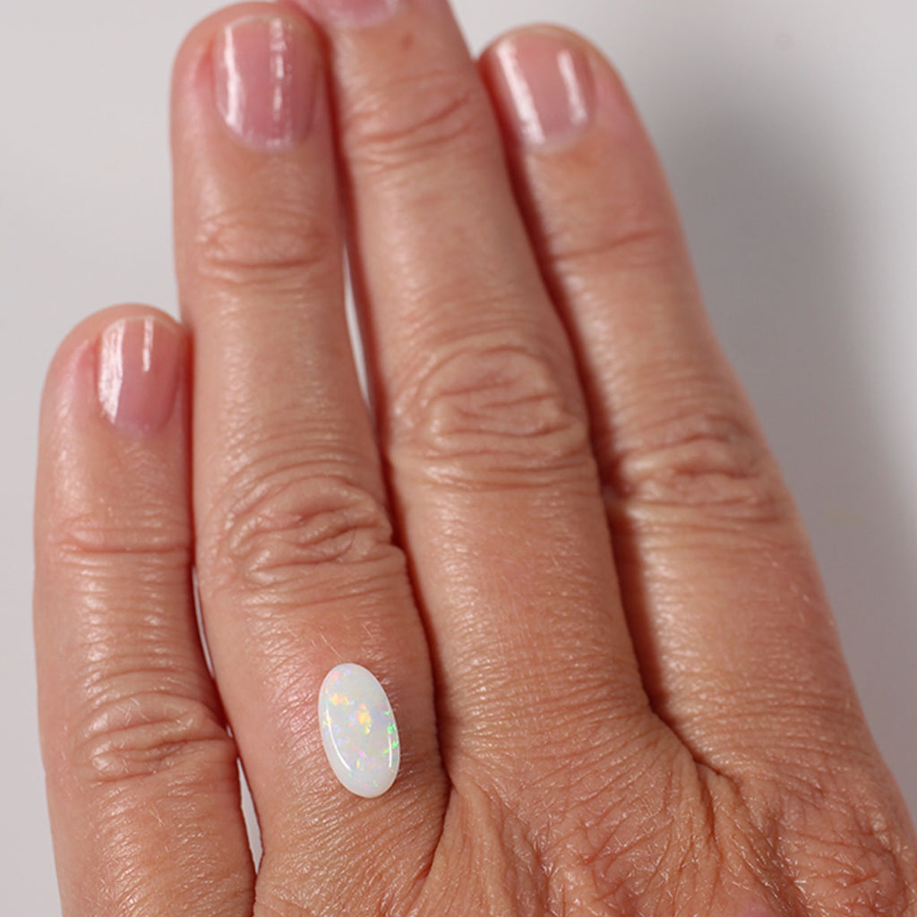 Light opal from Coober Pedy shown from side angle