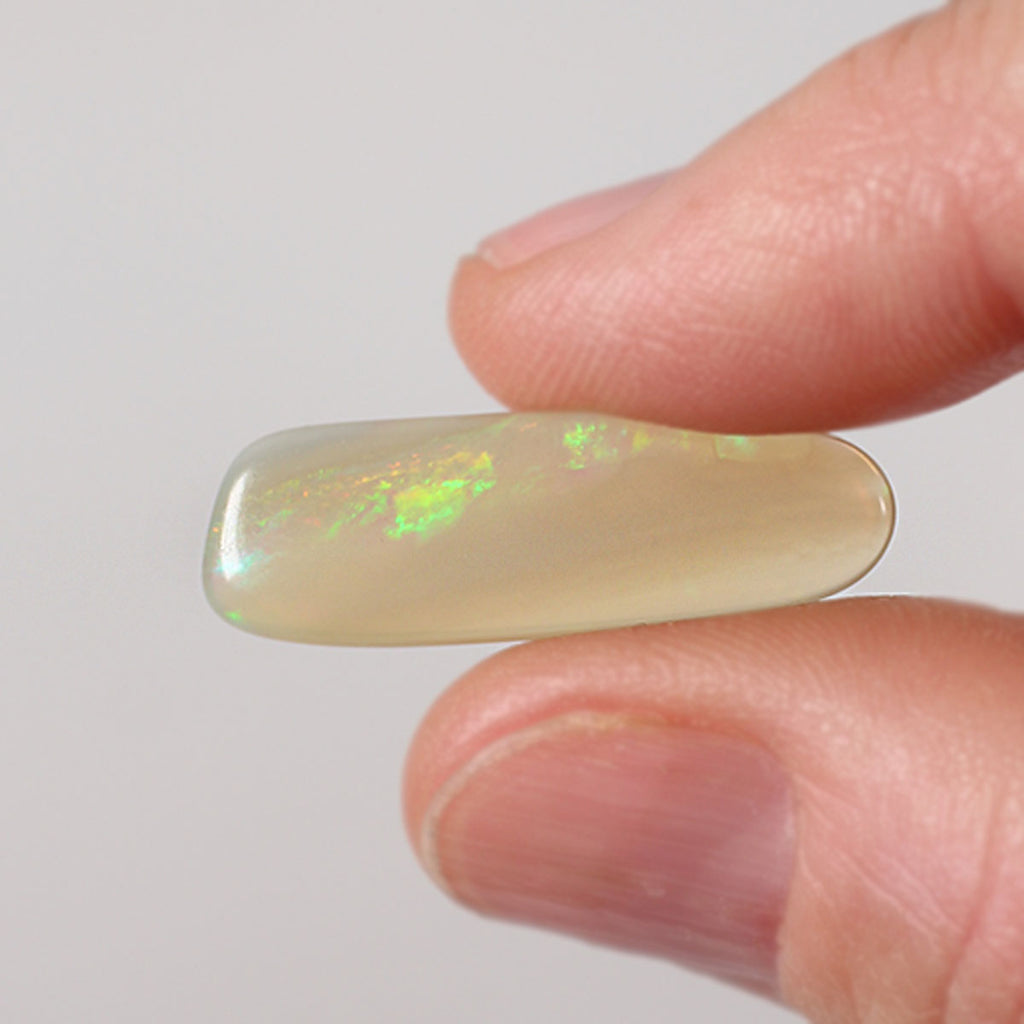Pattern detail showing foil flash on 5.8ct dark crystal opal