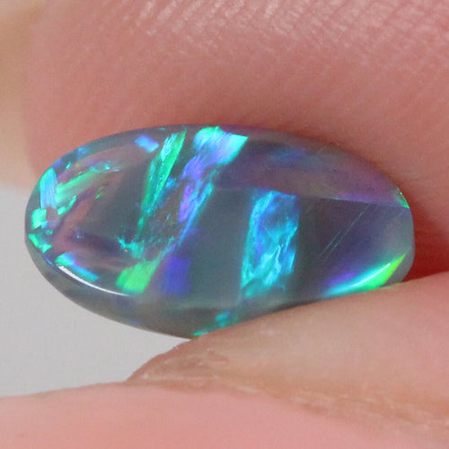 Lightning Ridge black crystal opal 0.94ct showing bright blue-green play-of-colour