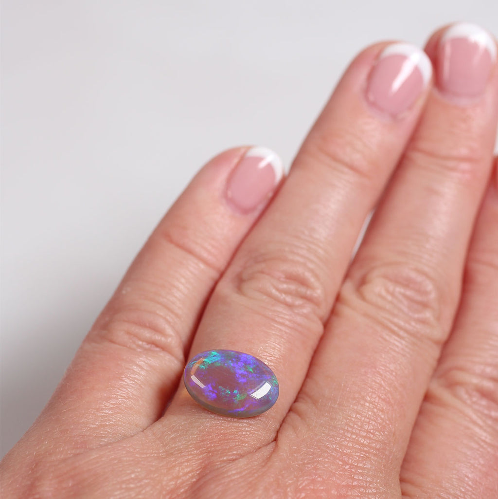 3.2ct Double Sided Dark Crystal Opal - 10 x 13.8 x 3.9mm