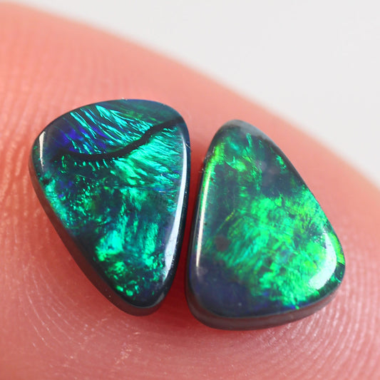 1.5 ct Black Opal Pair- 6 x 8 x 2mm