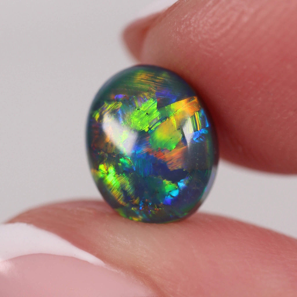 2.5ct Black Opal Pair - 8.2 x 6.4 x 3.2mm