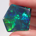 18.52ct lively green-blue black opal cabochon with chaff pattern