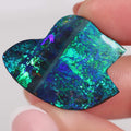 Natural boulder opal from Winton, 22.76ct with vivid blue-green flash