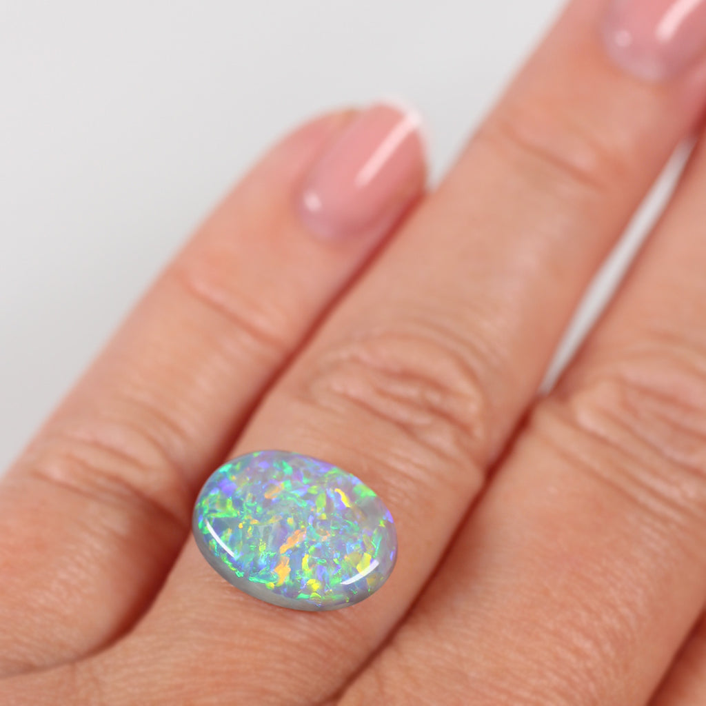 4.4ct Dark Crystal Opal - 14.5 x 11 x 4.3mm