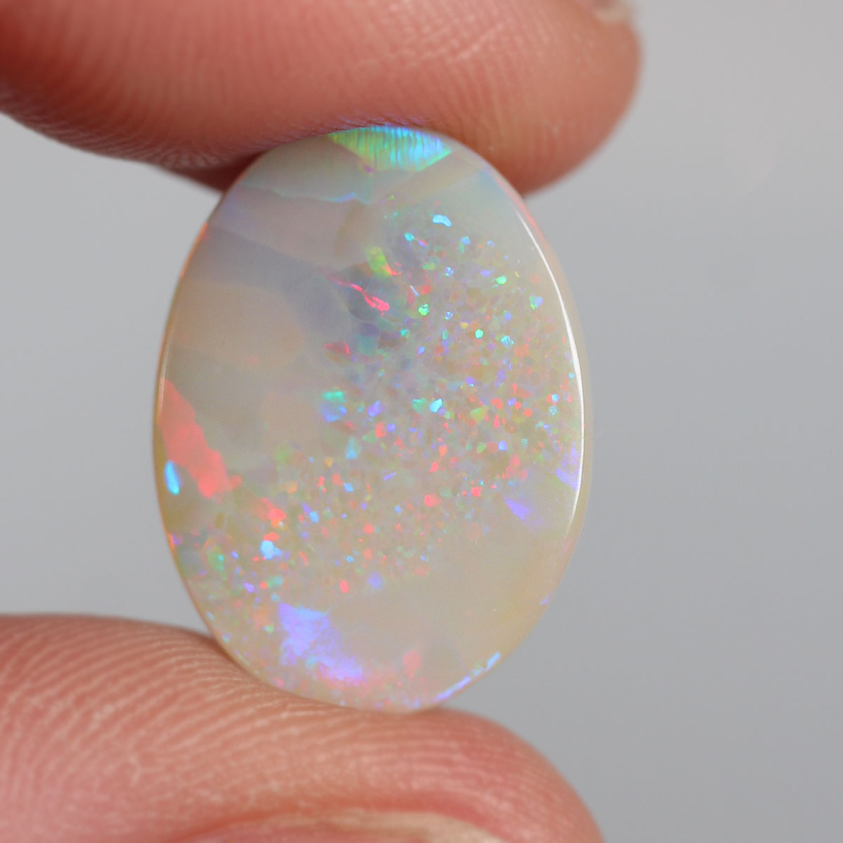 Coober Pedy Dark Opal 5.3ct Natural Solid Bright Orange Blue Pinefire/Feather