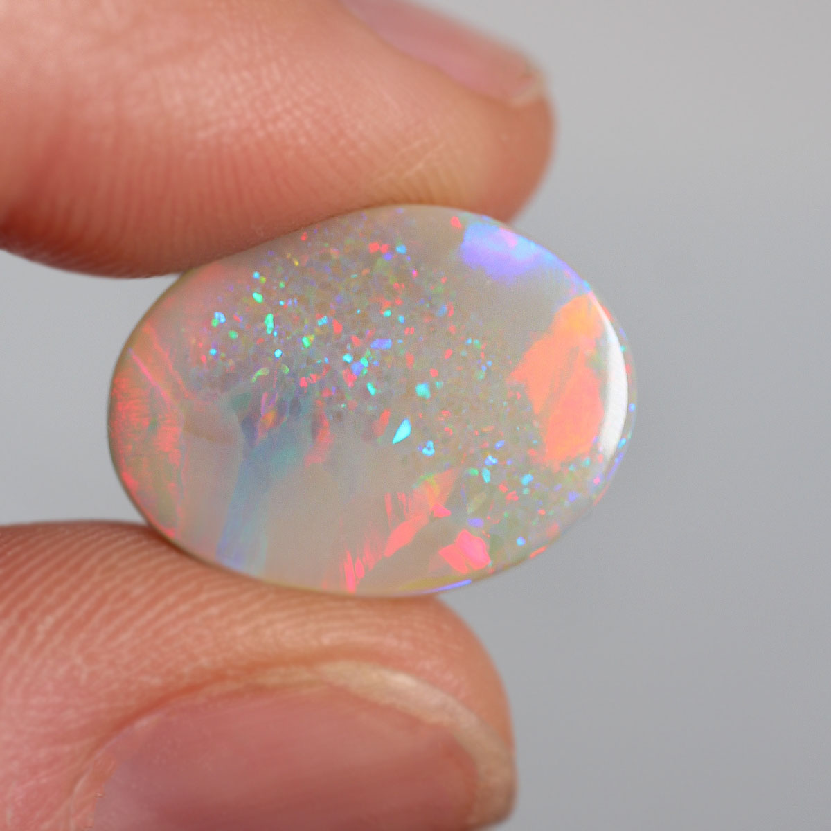 Coober Pedy Dark Opal 5.3ct Natural Solid Bright Orange Blue Pinefire/Feather