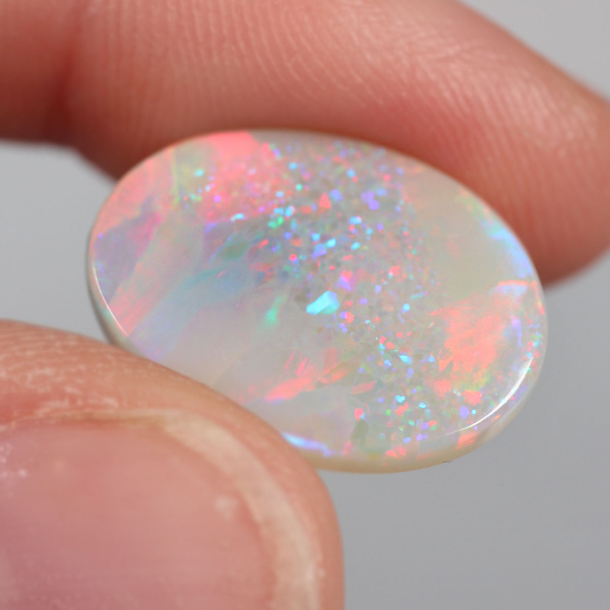 Coober Pedy Dark Opal 5.3ct Natural Solid Bright Orange Blue Pinefire/Feather
