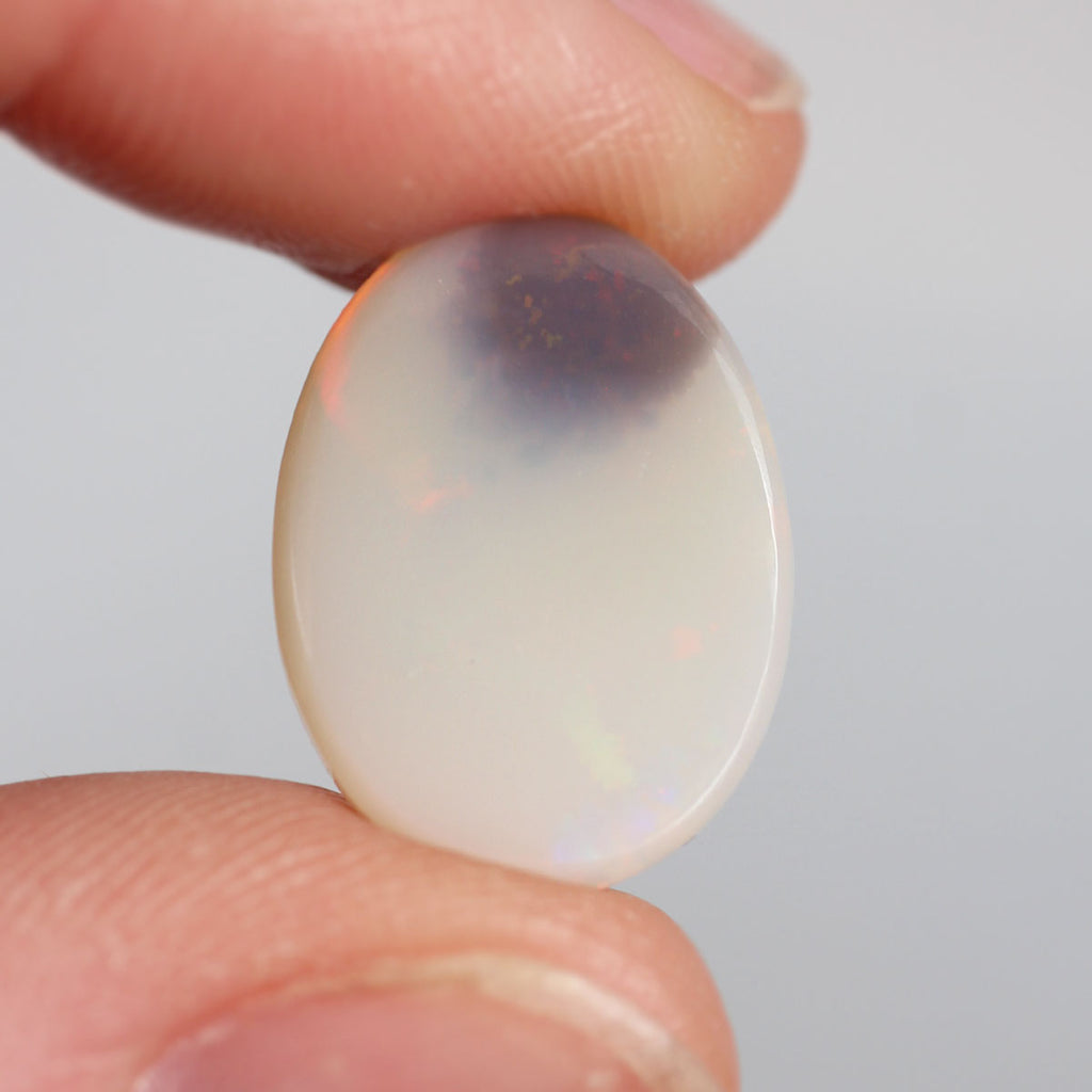 Coober Pedy Dark Opal 5.3ct Natural Solid Bright Orange Blue Pinefire/Feather