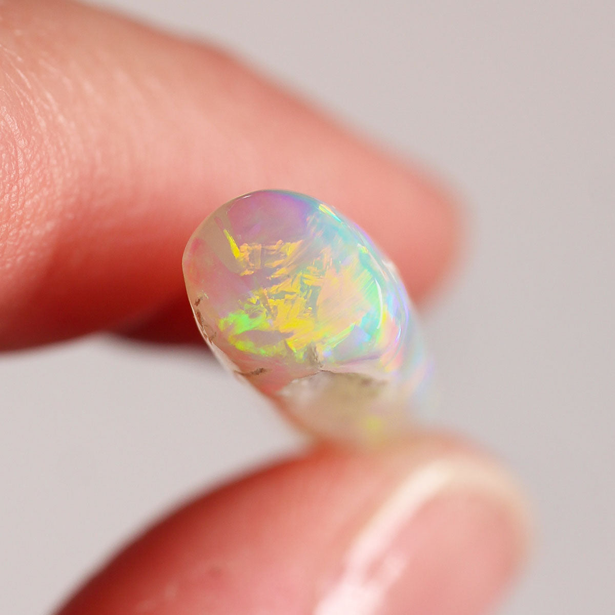 Coober Pedy Belemnite Crystal Opal 13.67ct Natural Solid Vivid Green Orange Foil/Broad