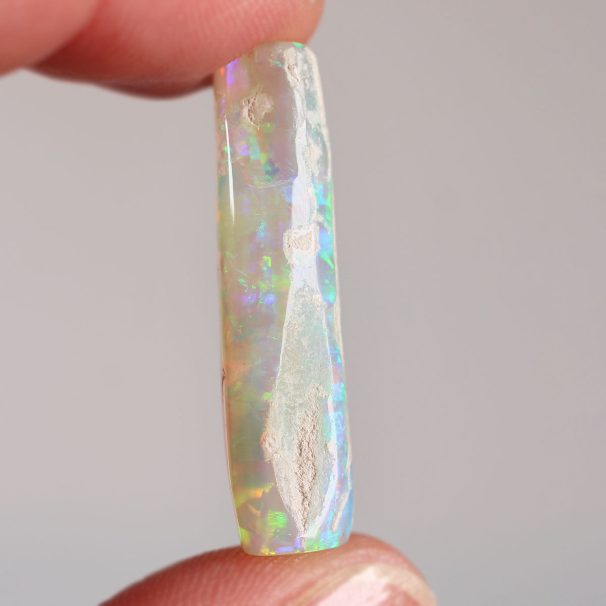 Coober Pedy Belemnite Crystal Opal 13.67ct Natural Solid Vivid Green Orange Foil/Broad