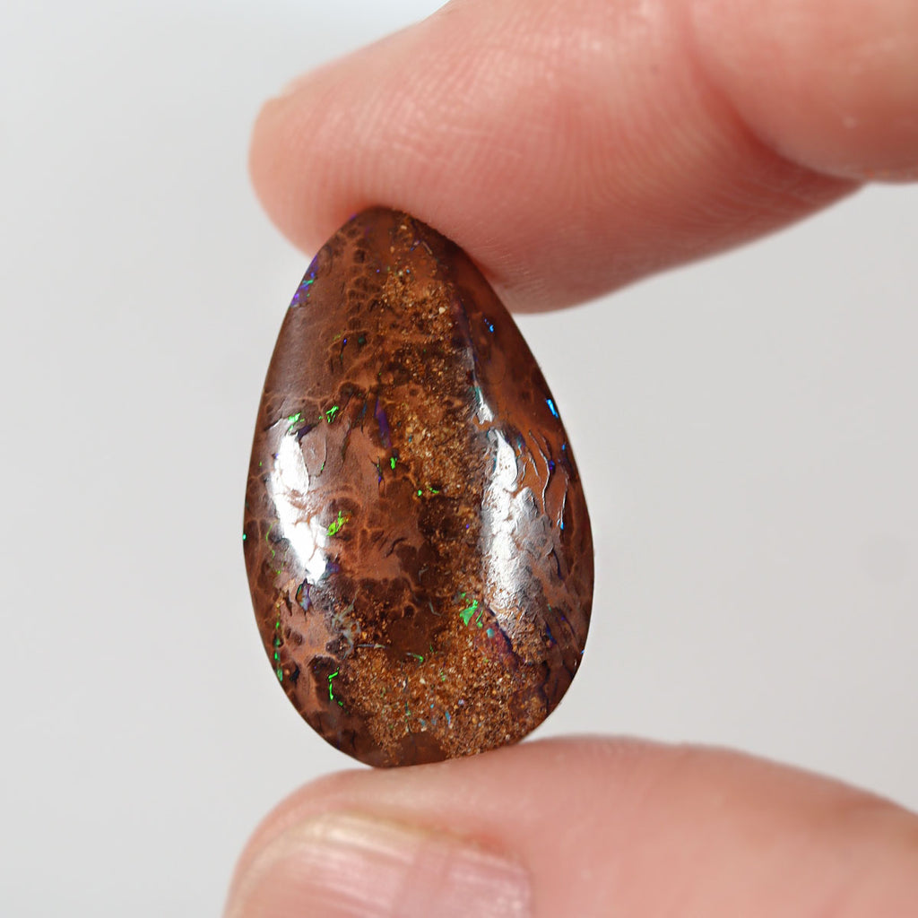 10.13ct bright green boulder matrix cabochon with boulder matrix pattern