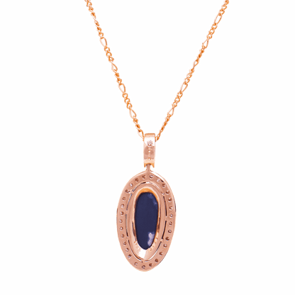 Natural Solid Australian Black Opal and Diamond Pendant in 18k Gold