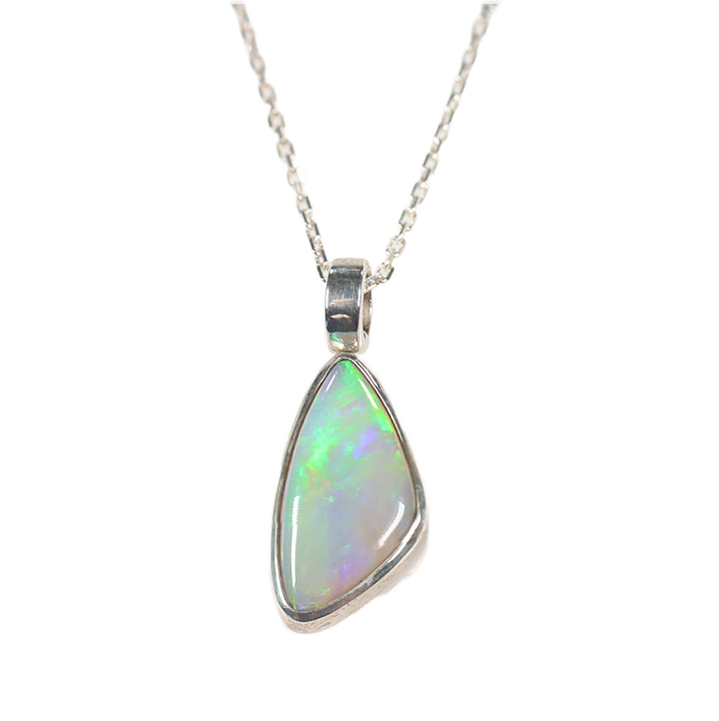 Solid Dark Opal Sterling Silver Pendant