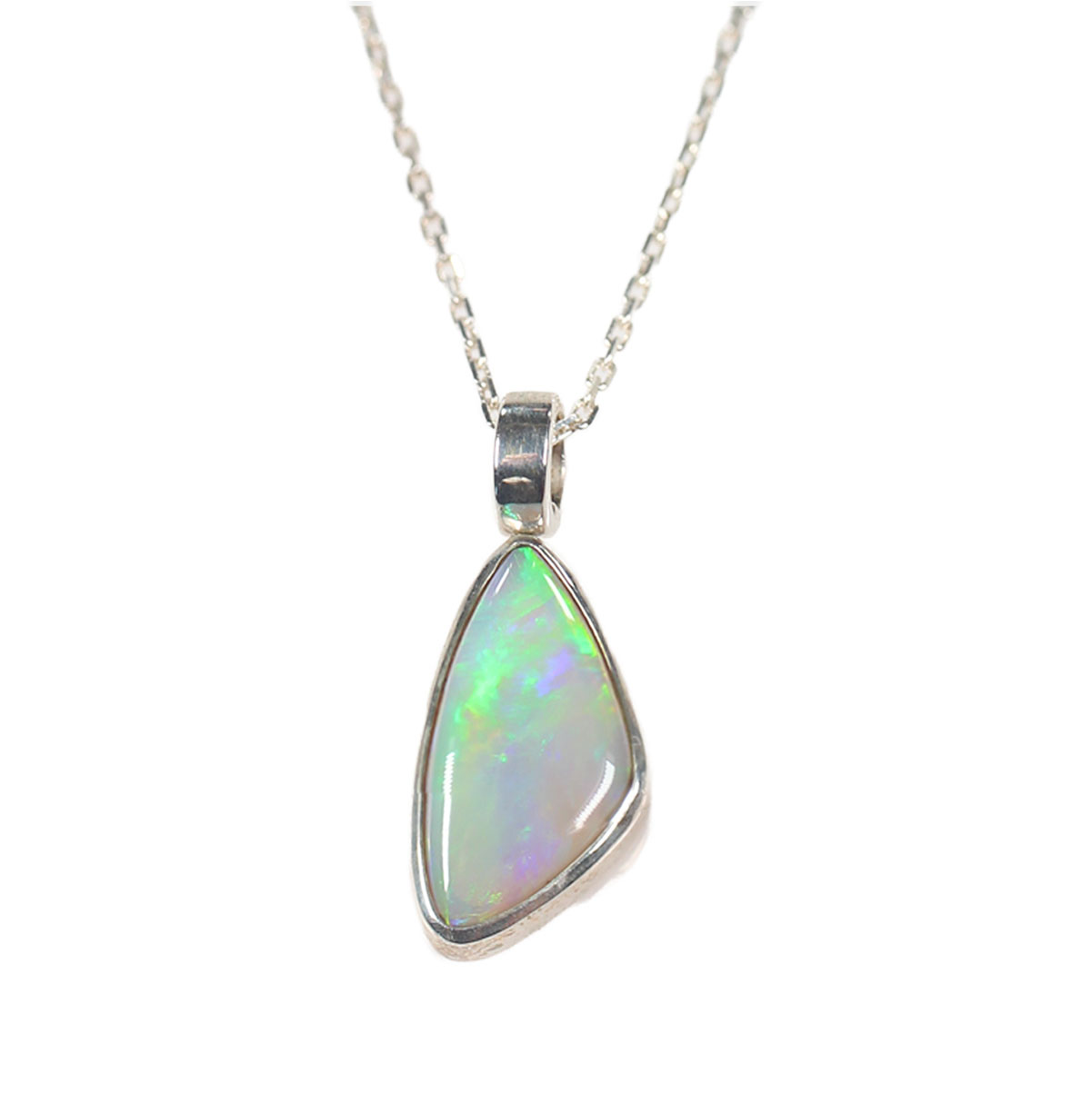 Solid Dark Opal Sterling Silver Pendant