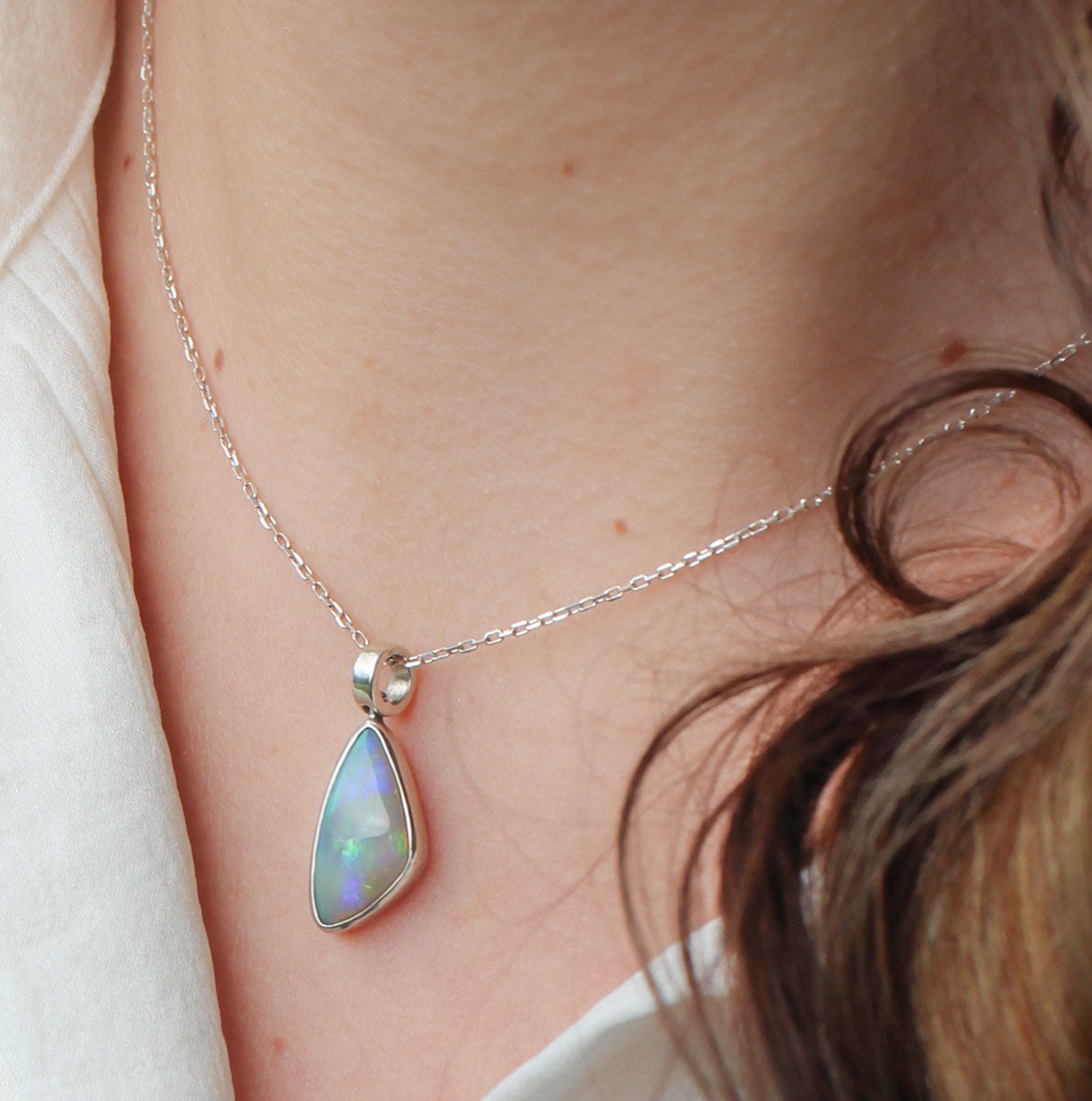 Solid Dark Opal Sterling Silver Pendant