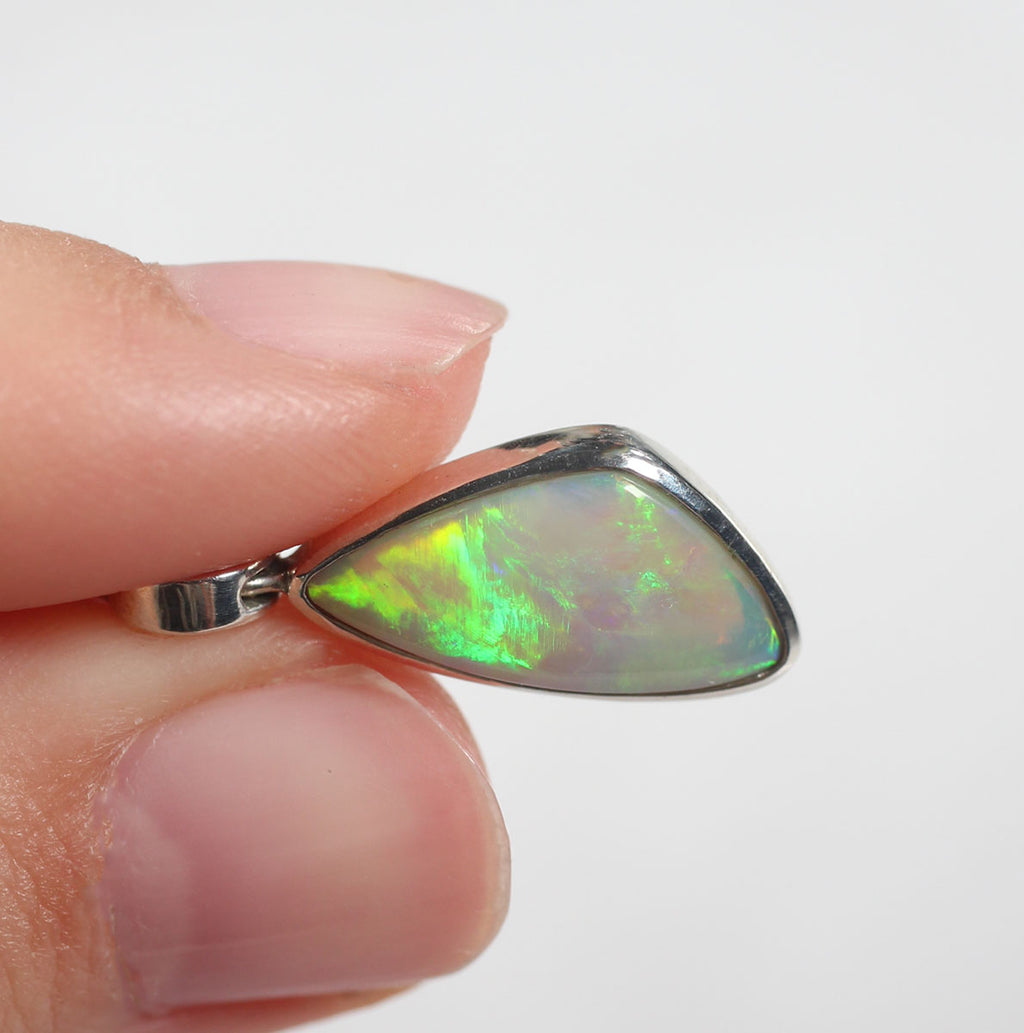 Solid Dark Opal Sterling Silver Pendant