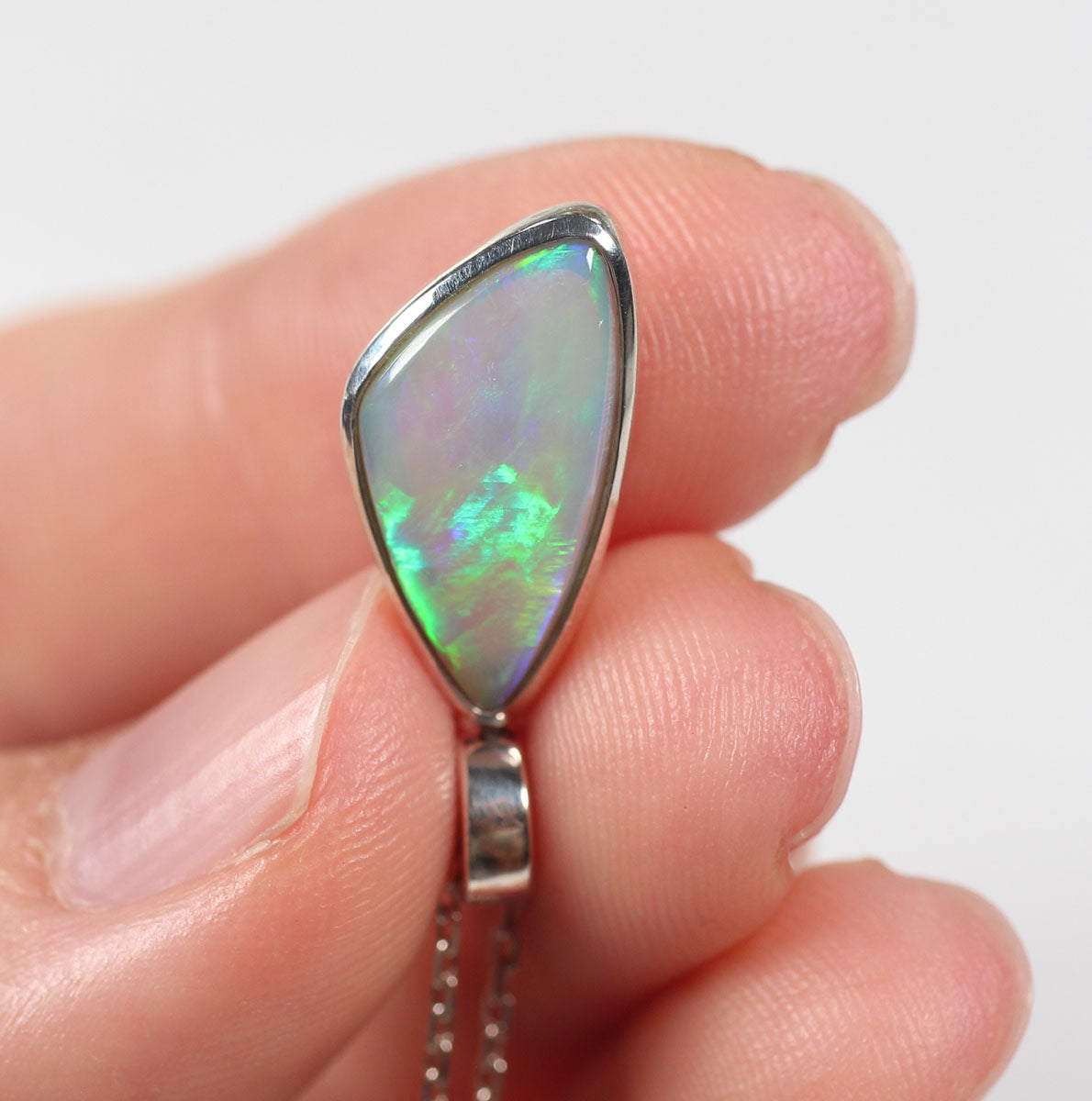 Solid Dark Opal Sterling Silver Pendant