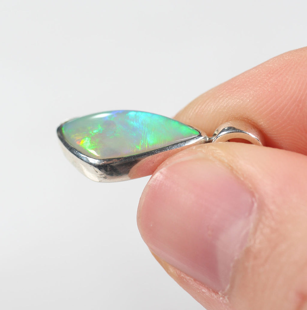 Solid Dark Opal Sterling Silver Pendant