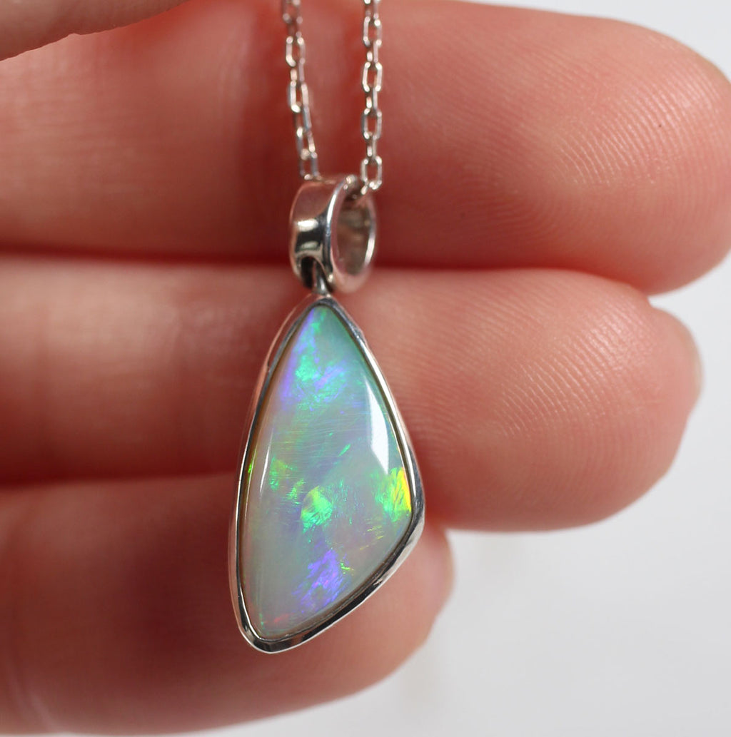 Solid Dark Opal Sterling Silver Pendant