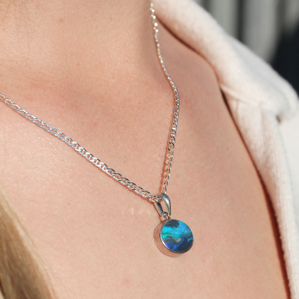 Solid Black Opal Sterling Silver Pendant