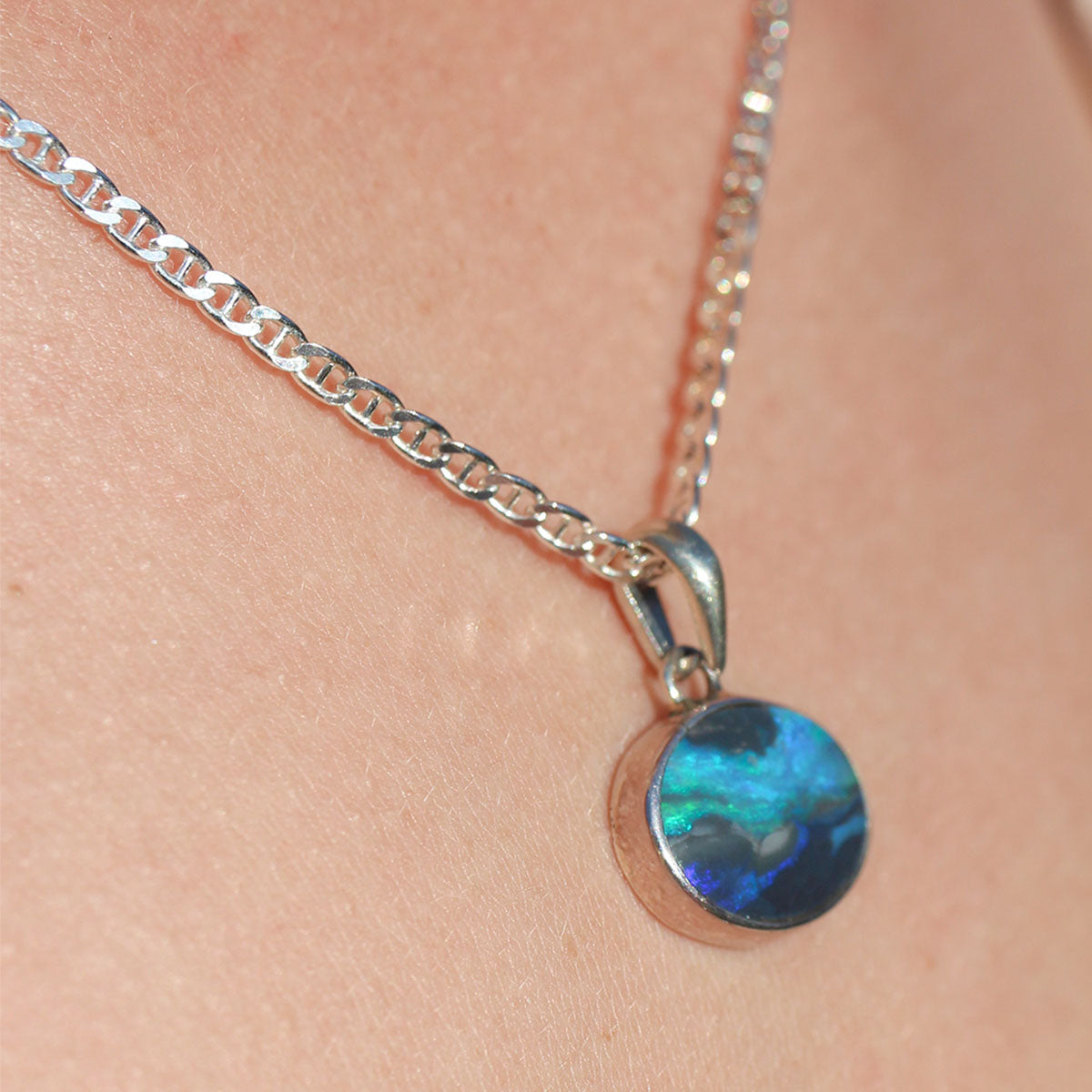 Solid Black Opal Sterling Silver Pendant