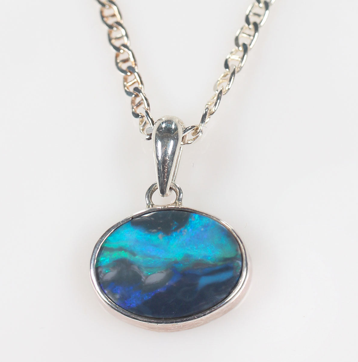 Solid Black Opal Sterling Silver Pendant