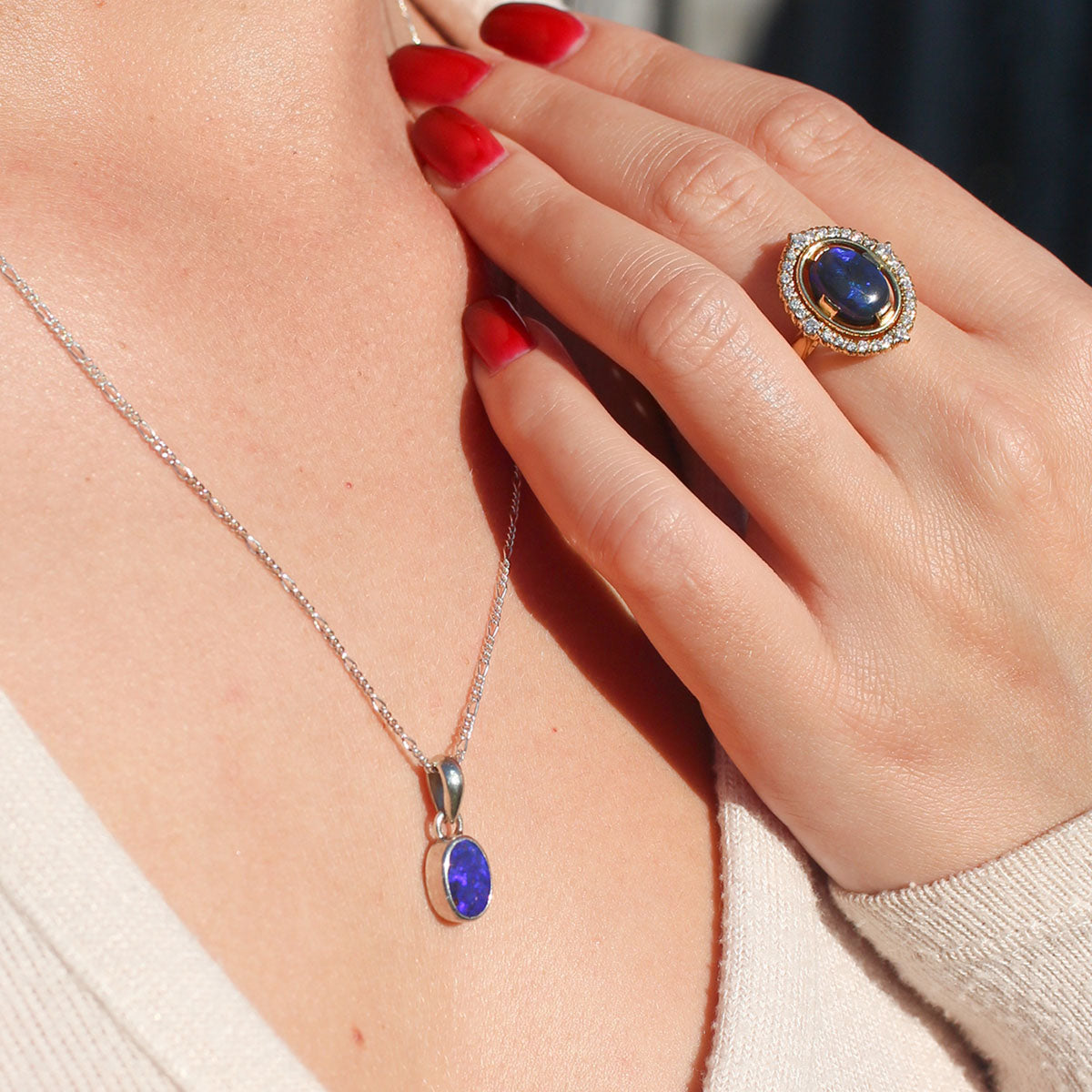 Solid Boulder Opal Sterling Silver Pendant