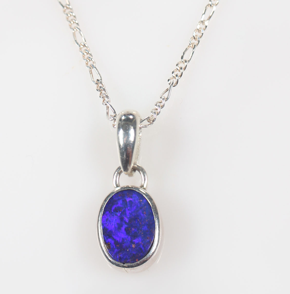 Solid Boulder Opal Sterling Silver Pendant