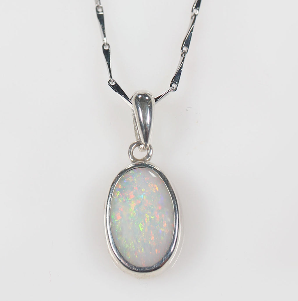 Solid Light Opal Sterling Silver Pendant