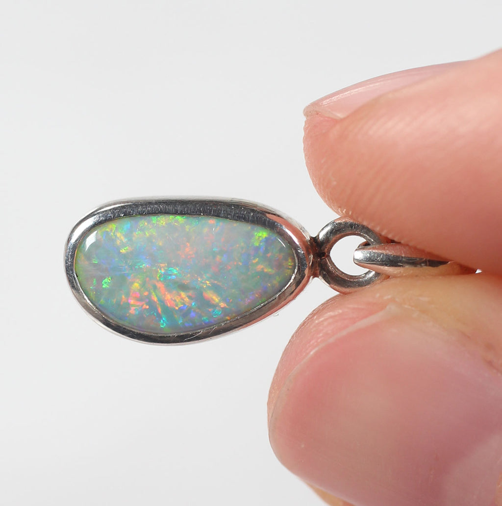 Solid Dark Opal Sterling Silver Pendant