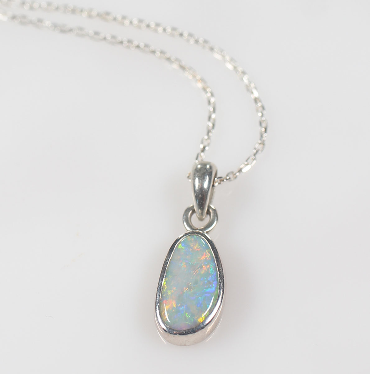 Solid Dark Opal Sterling Silver Pendant