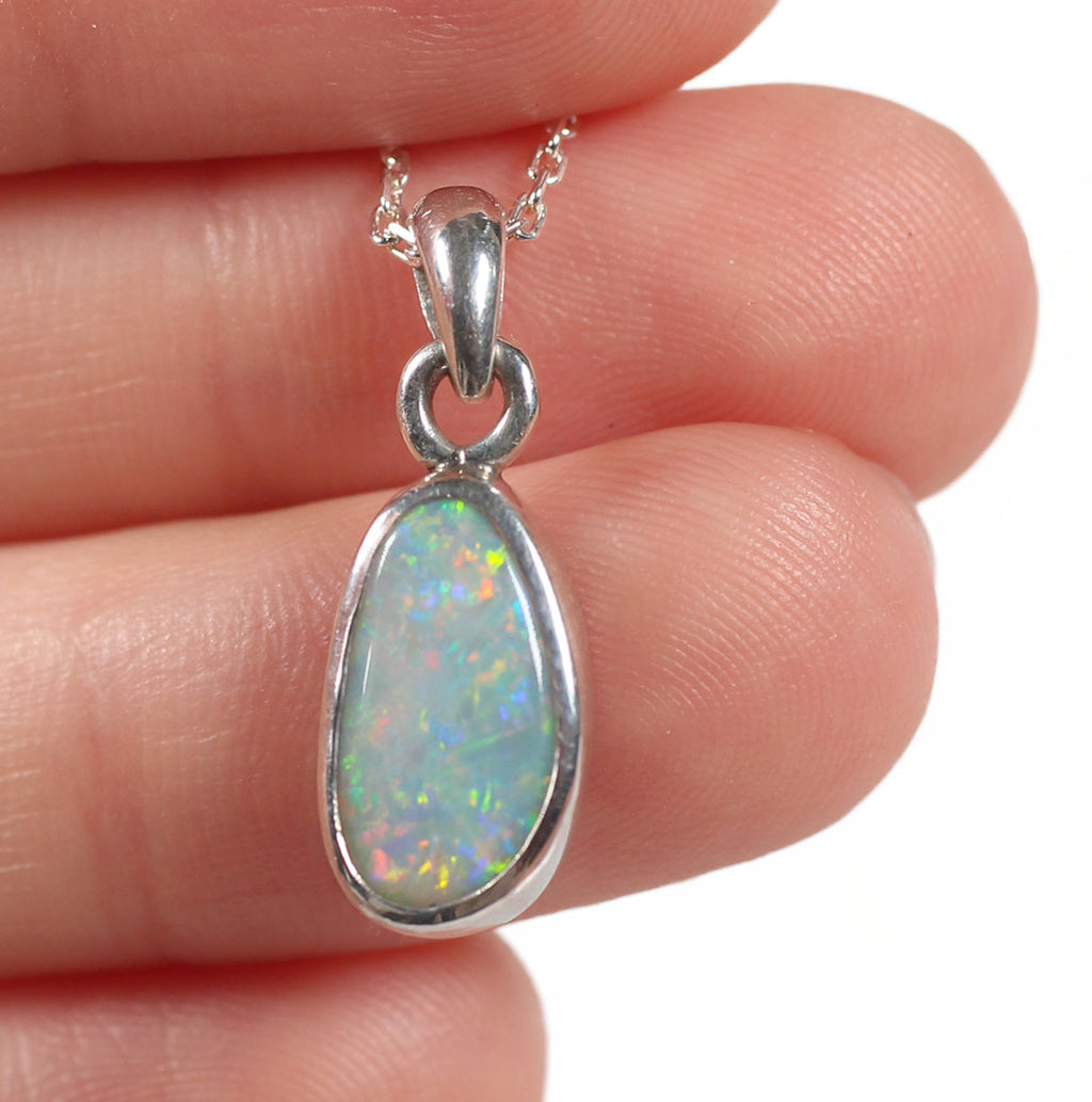 Solid Dark Opal Sterling Silver Pendant