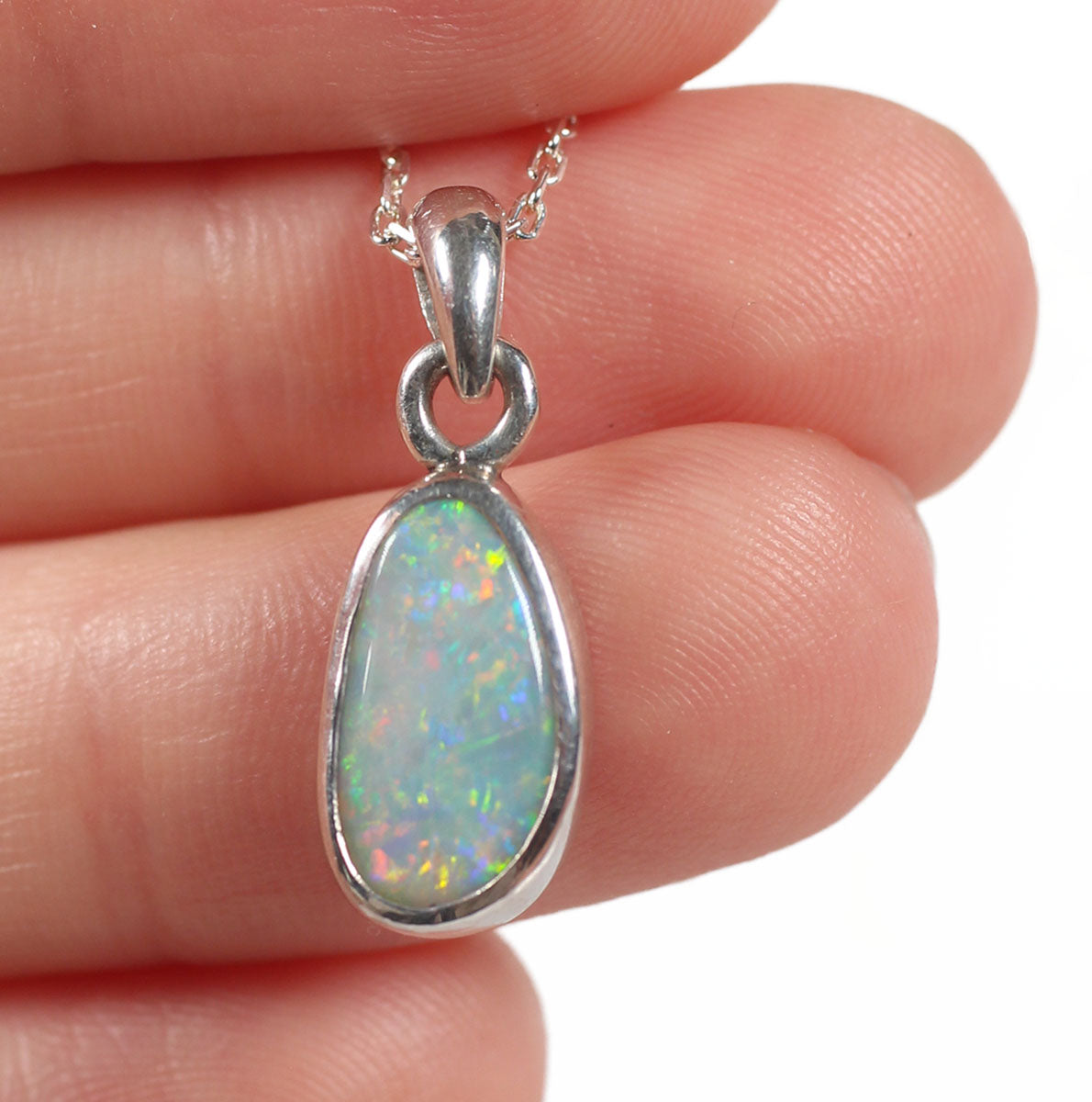 Solid Dark Opal Sterling Silver Pendant