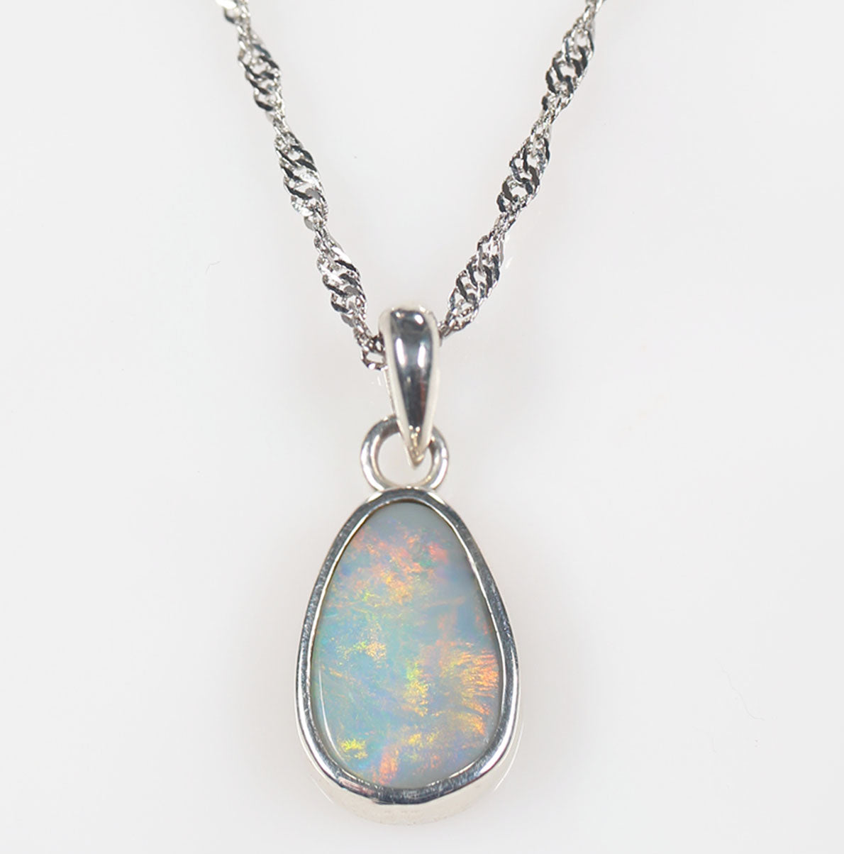Solid Dark Opal Sterling Silver Pendant