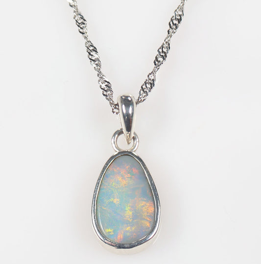 Solid Dark Opal Sterling Silver Pendant