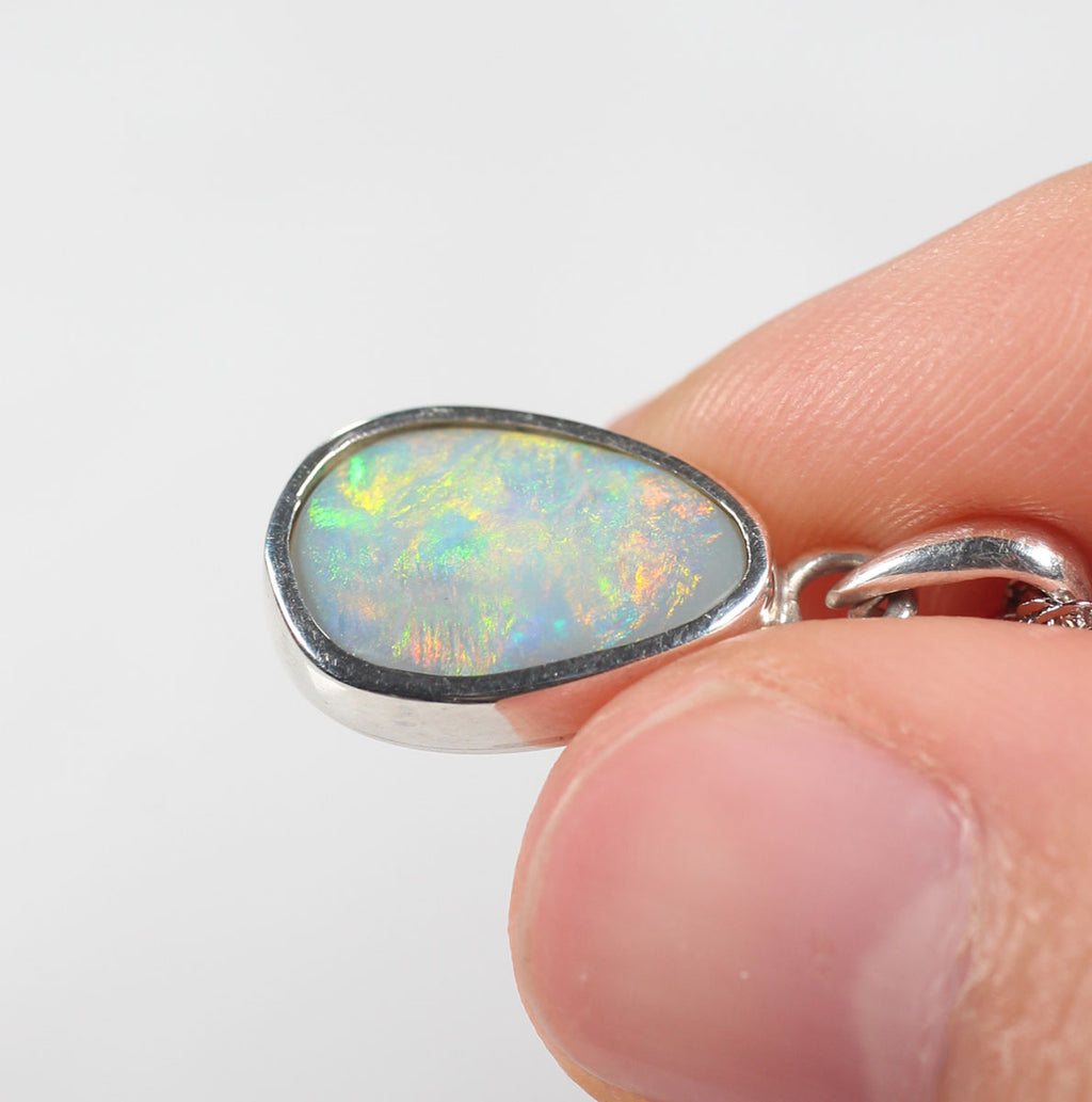 Solid Dark Opal Sterling Silver Pendant