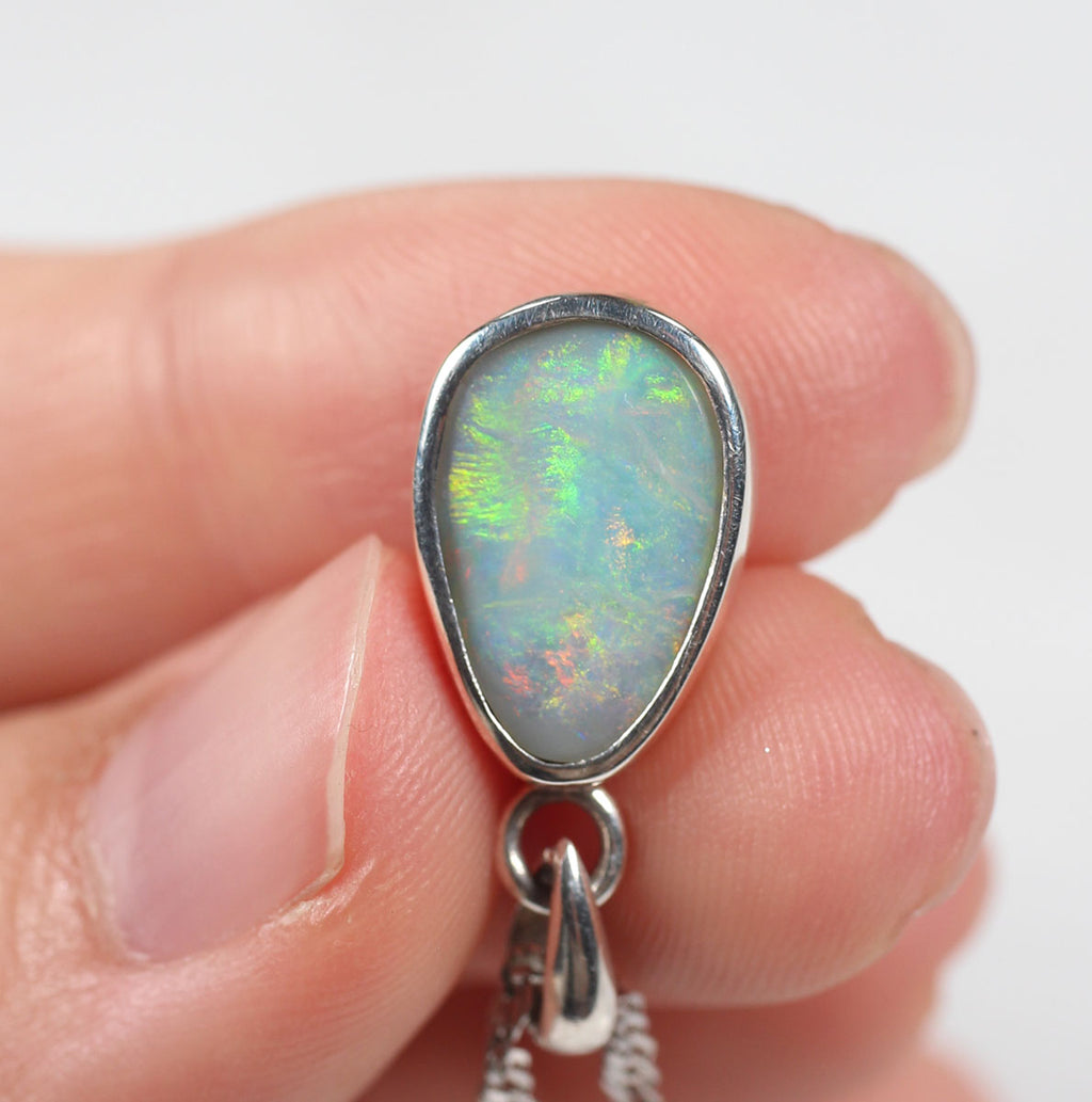 Solid Dark Opal Sterling Silver Pendant