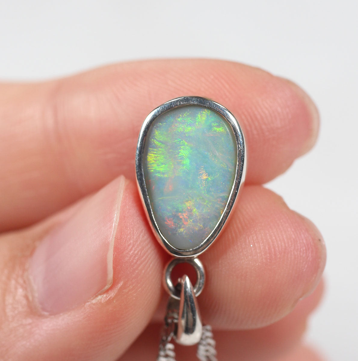 Solid Dark Opal Sterling Silver Pendant