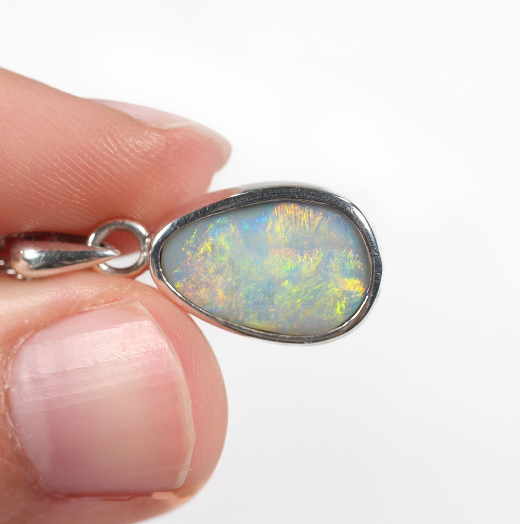 Solid Dark Opal Sterling Silver Pendant