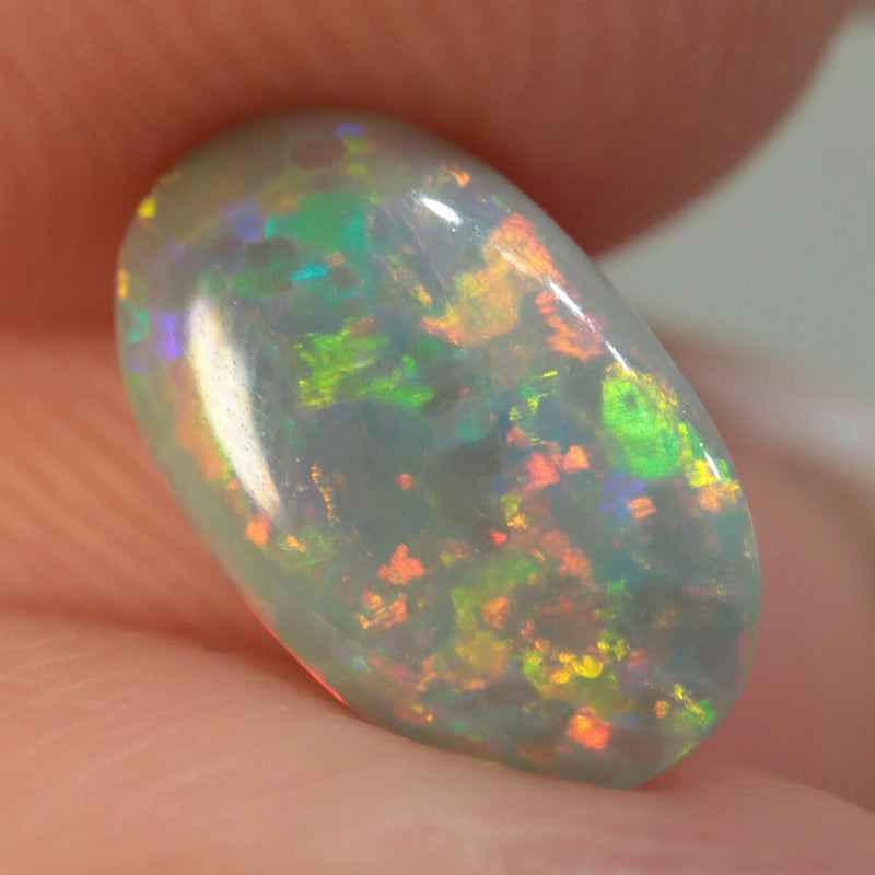 Dark opal held between fingers for size reference