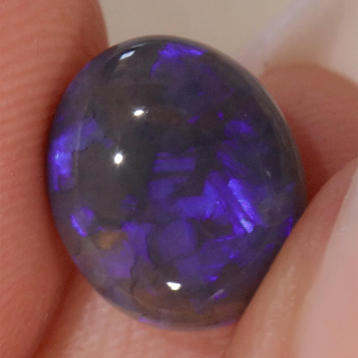 3.65ct Black Crystal Opal - 10 x 11.5 x 5mm