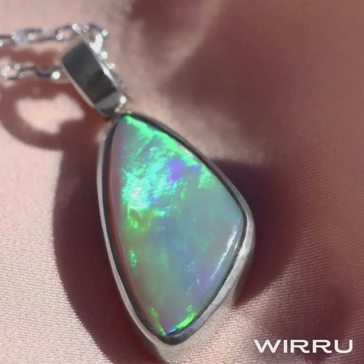 Solid Dark Opal Sterling Silver Pendant