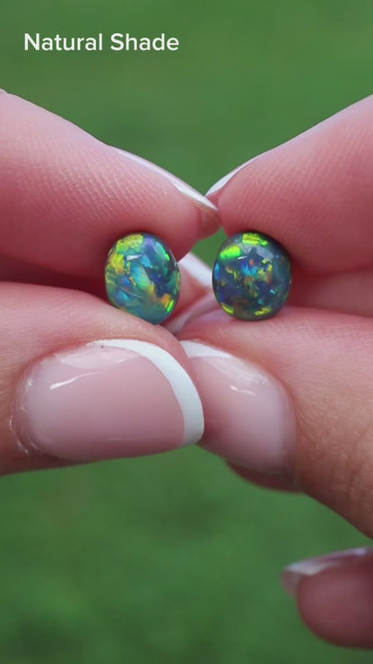 3.22ct Black Opal Pair - 8.2 x 6.4 x 4.2mm