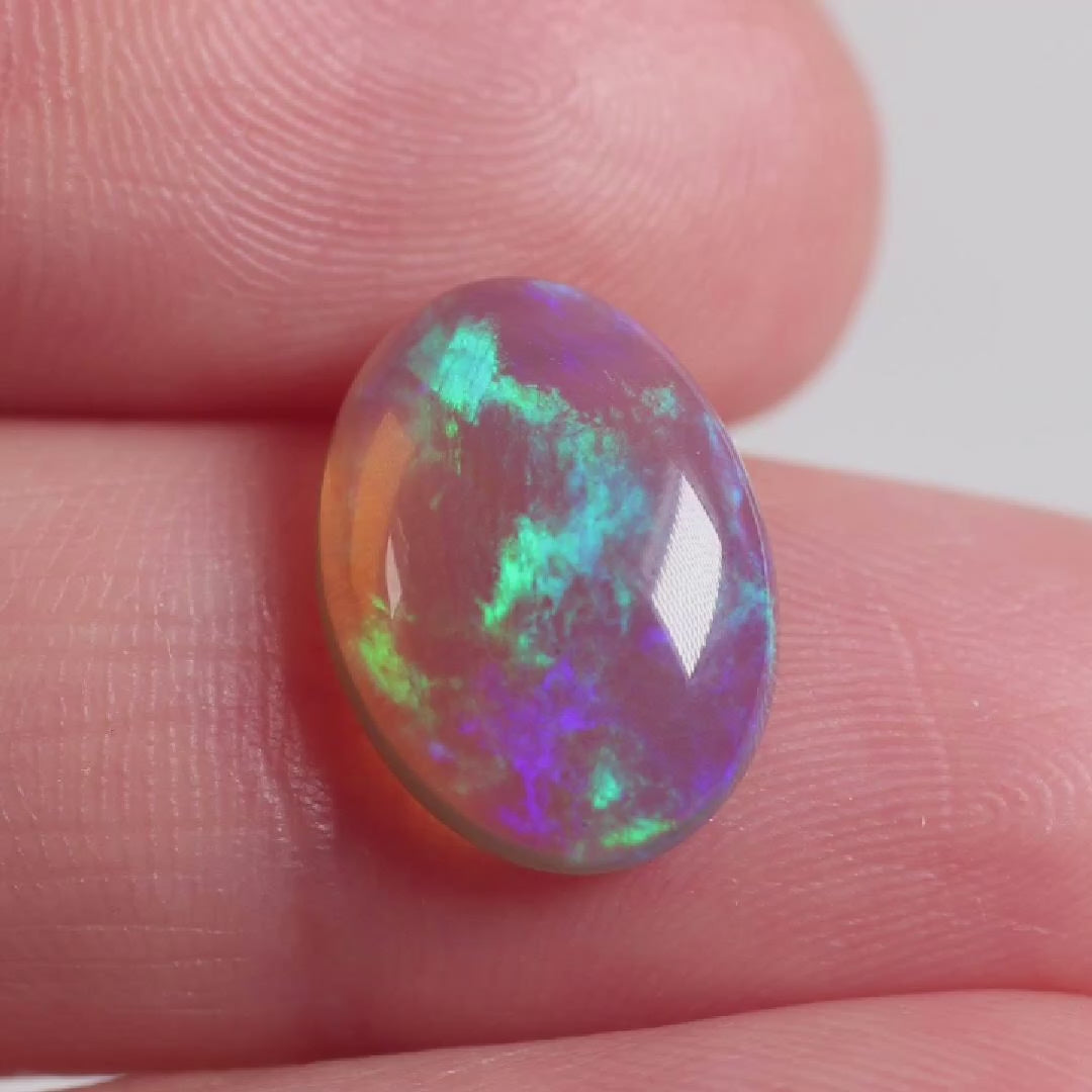 3.2ct Double Sided Dark Crystal Opal - 10 x 13.8 x 3.9mm