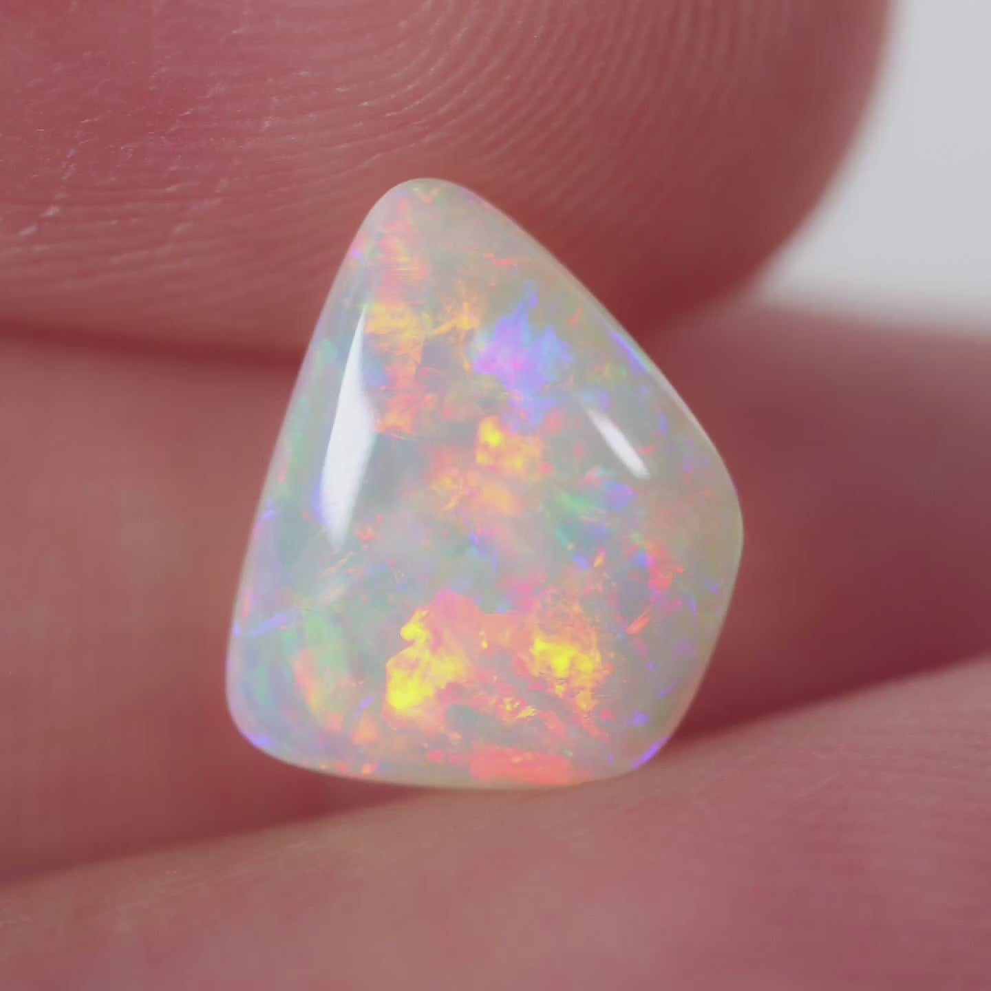Coober Pedy Light Opal 1.9ct Natural Solid Bright Red Orange Floral Freeform Gem