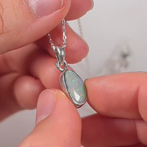 Solid Dark Opal Sterling Silver Pendant