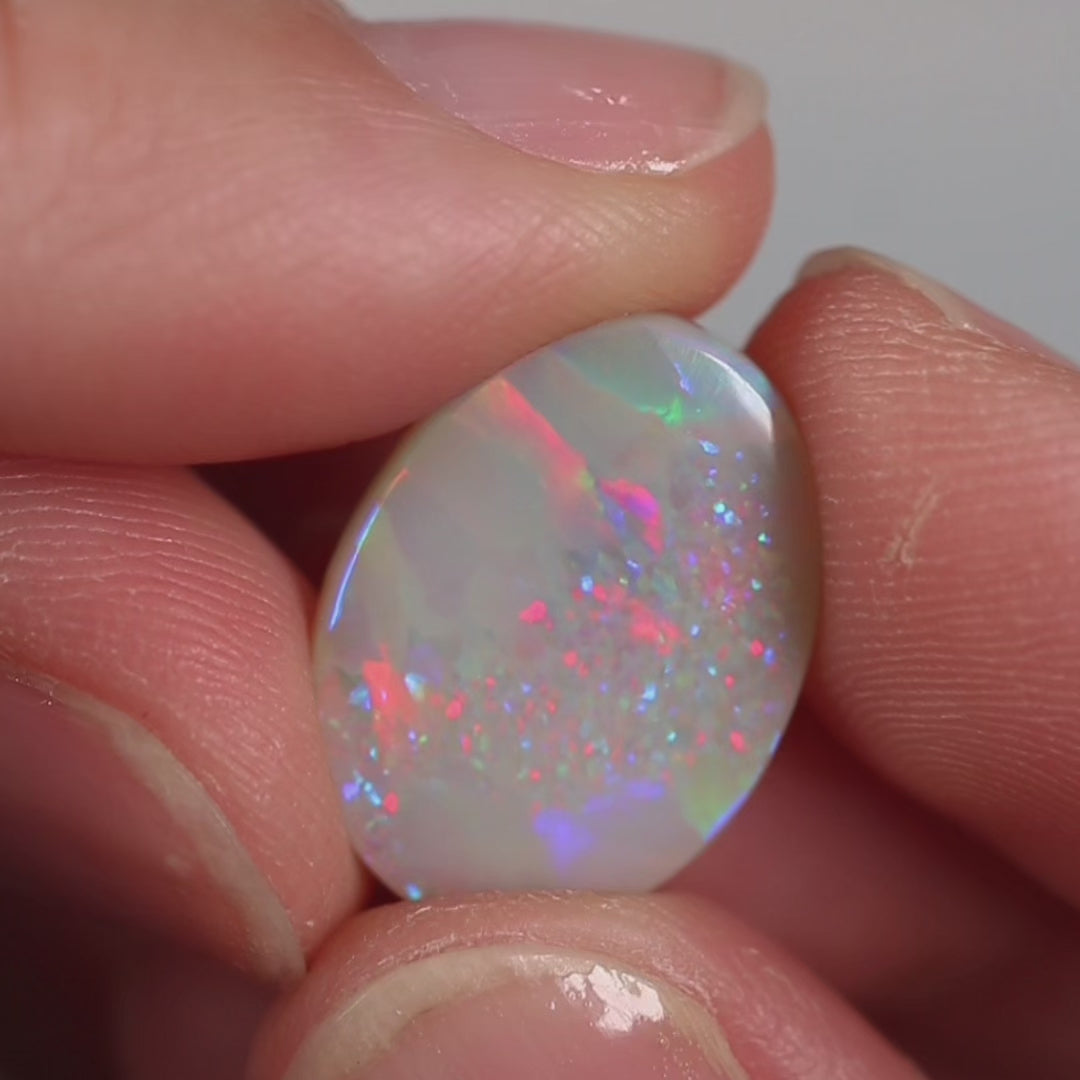 Coober Pedy Dark Opal 5.3ct Natural Solid Bright Orange Blue Pinefire/Feather