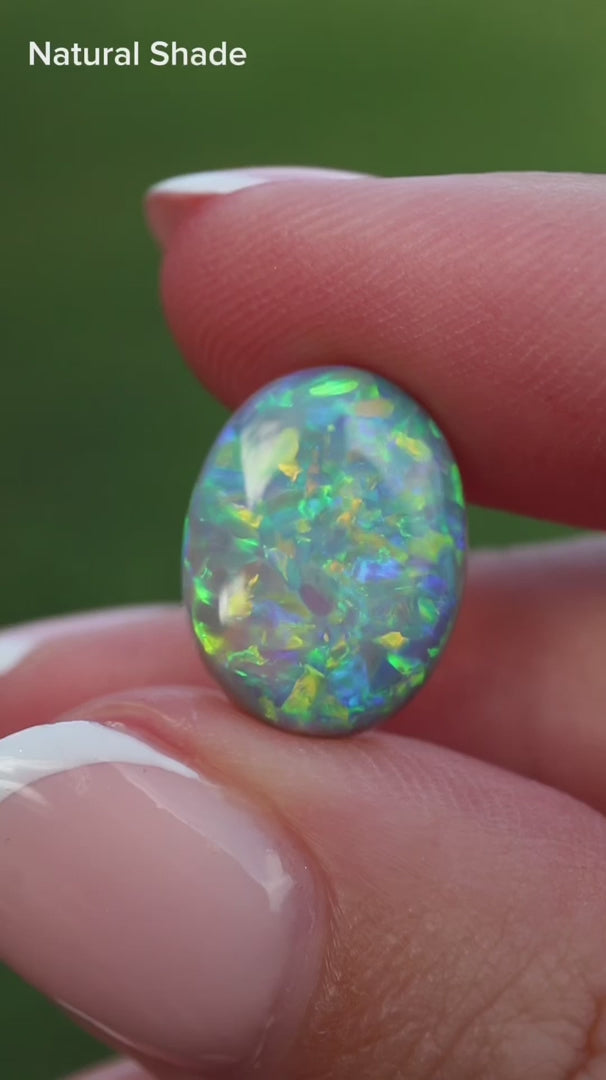 4.4ct Dark Crystal Opal - 14.5 x 11 x 4.3mm