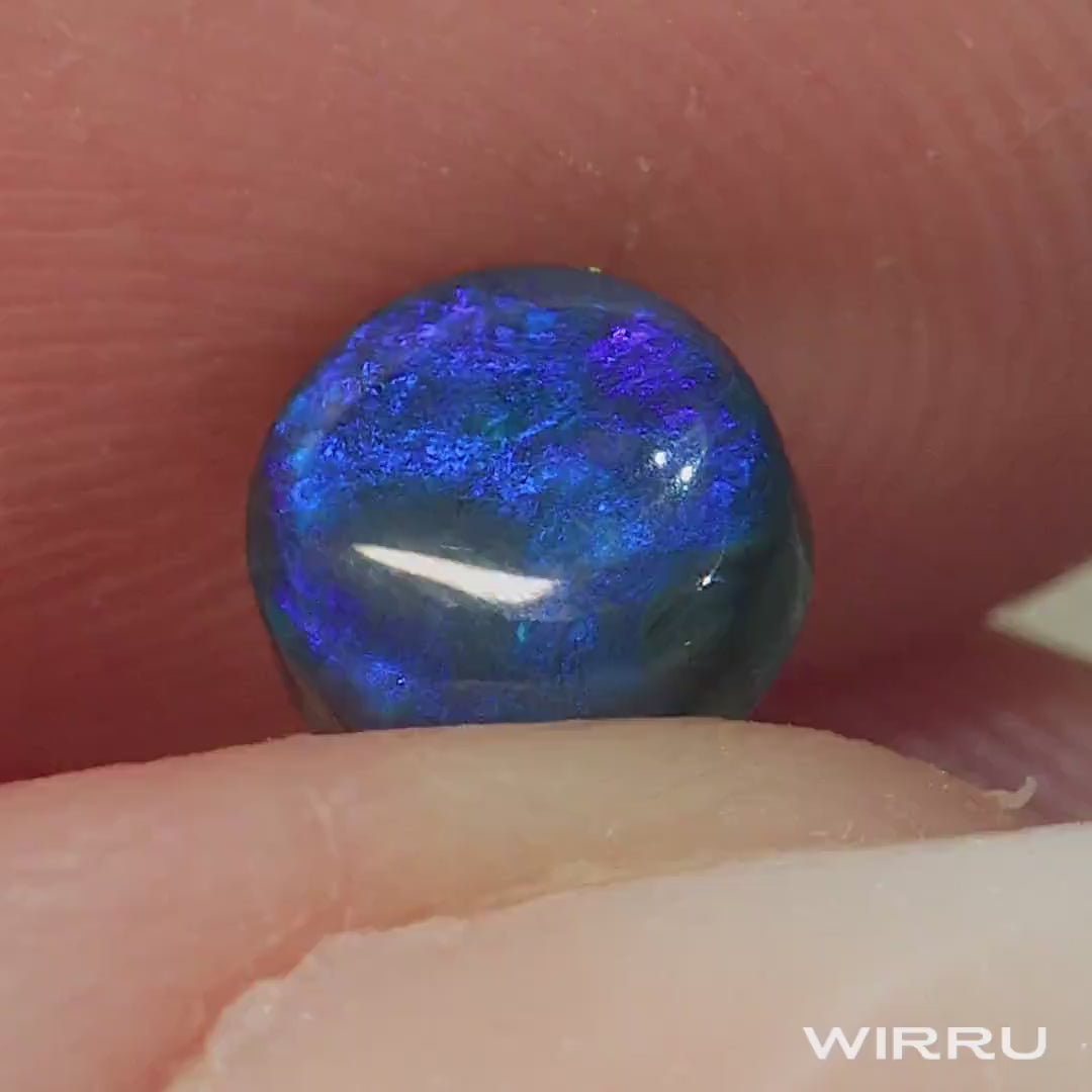 Black Opal 0.75ct - 6x6mm Round Natural Solid Lightning Ridge Black Opal - Tiny Blue Opal Cabochon - Loose High Dome Polished Gemstone